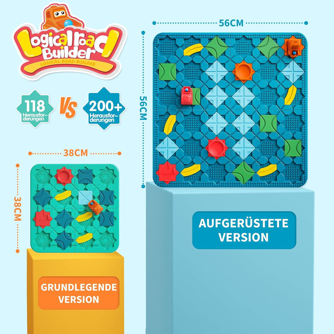 burgkidz Logischer Strassenbauer Brettspiel für Kinder 4 5 6 7 8 Jahre, 56 x 56 cm Grosses Spielbret