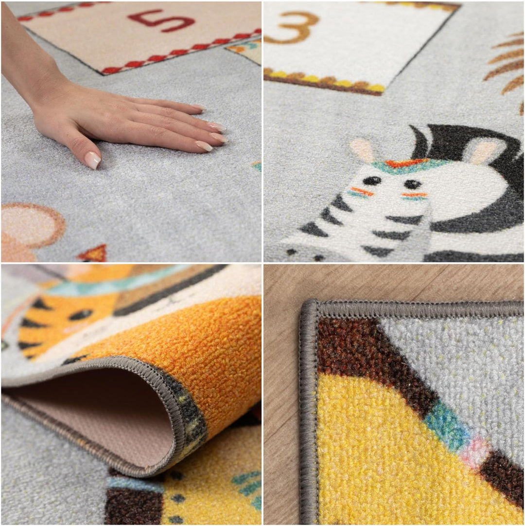 SIMPEX KinderTeppich, Himmel und Hölle, Teppich Grau, 80 x 120 cm, Teppich für Kinder, Teppich Kinde