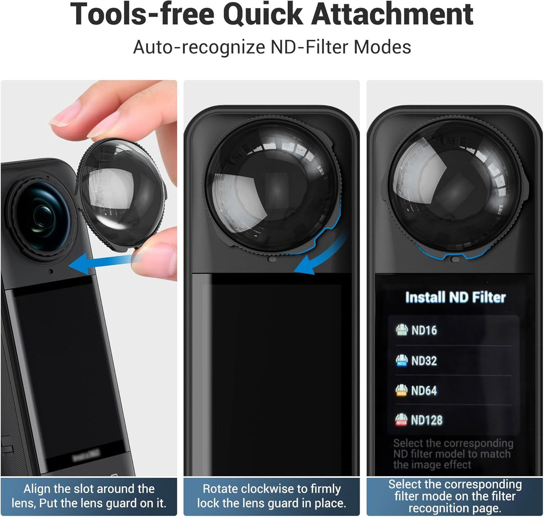 JJC ND Filter für Insta360 X5,Neutraldichtefilter ND 64 Filter für Insta 360 X5 Objektiv,ND64 Graufi