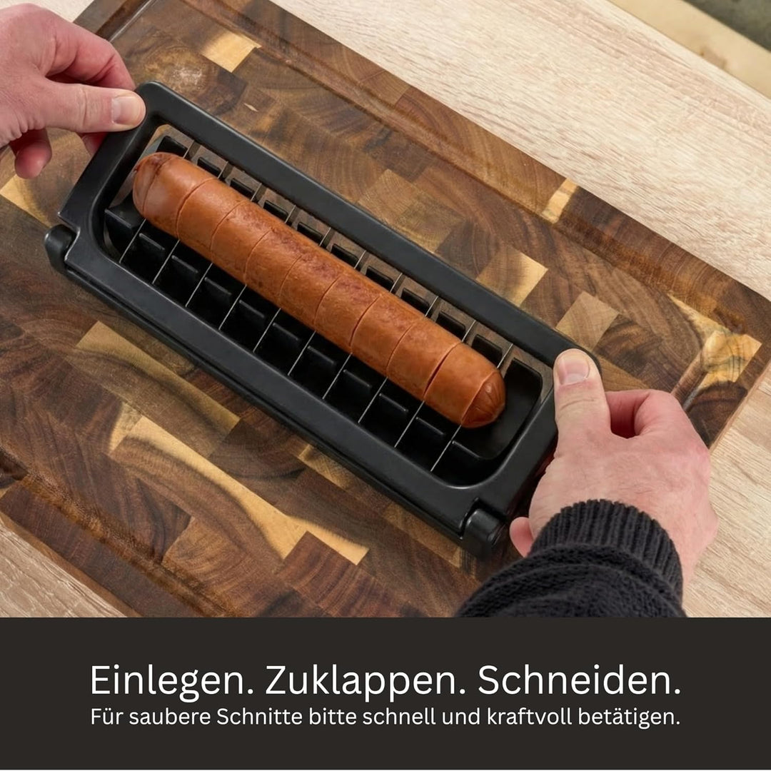 Currywurstschneider für Zuhause – manueller Wurstschneider für gleichmässige Wurstscheiben | Ultrasc