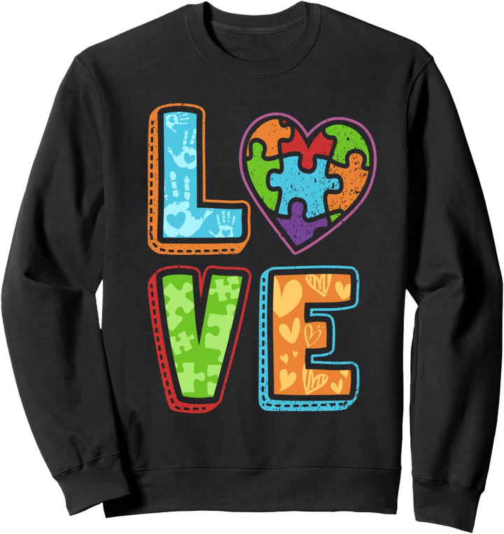 Autismus-Bewusstseins-Hemden-Liebes-Herz-Puzzlespiel-Stück Sweatshirt