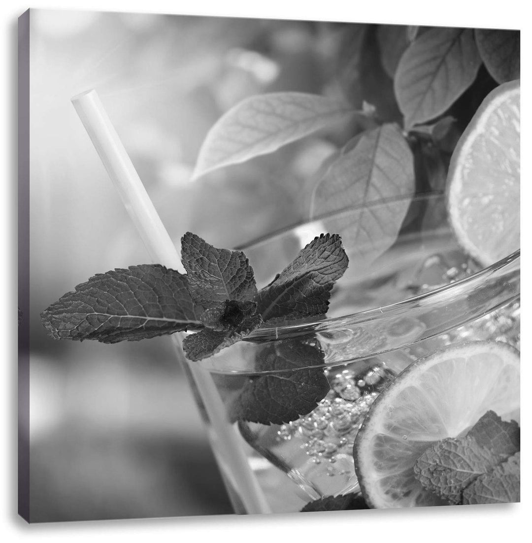 Pixxprint Erfrischender Mojito Cocktail als Leinwandbild | Grösse: 70x70 cm | Wandbild | Kunstdruck