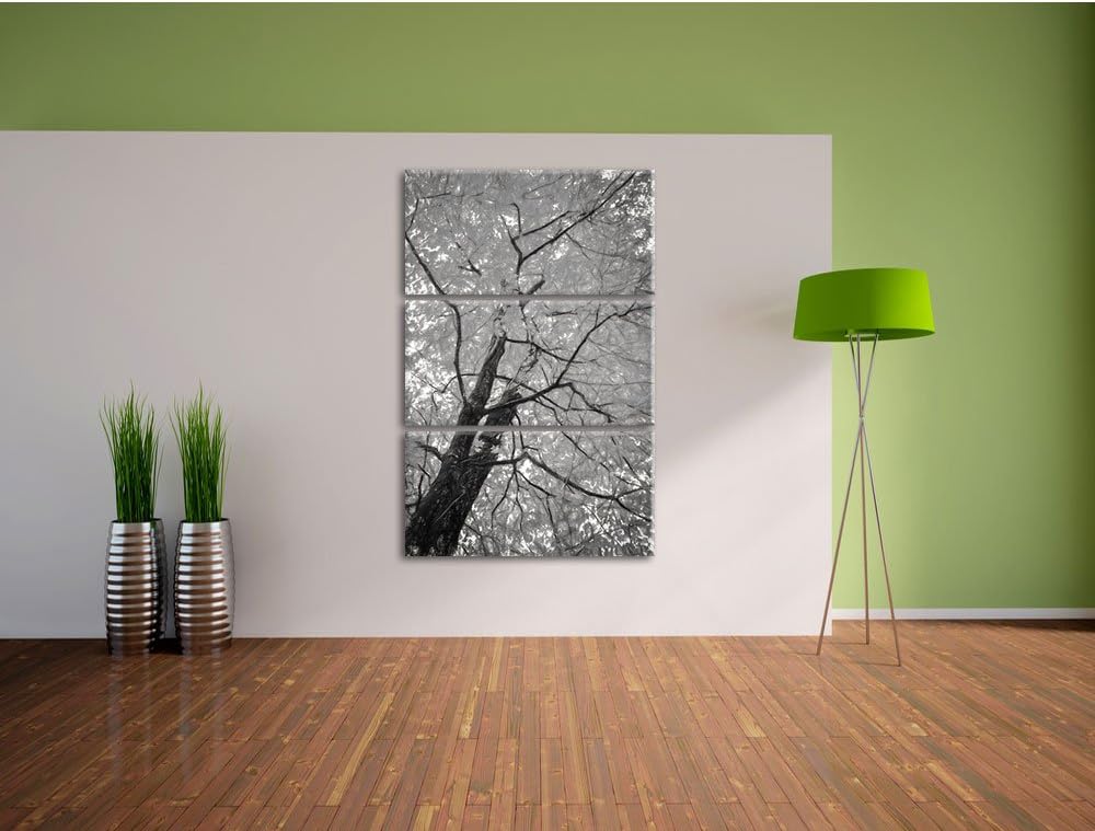 Pixxprint Feurige Hebstblätter Kunst Kohle Effekt 3-Teiler Leinwandbild 120x80 Bild auf Leinwand