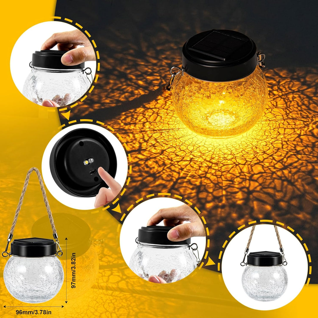 Solar Laternen Aussen 2er Set - IP65 wasserdichte Hängende Solarlampen mit Warm-Amber &amp; RGB Farben,