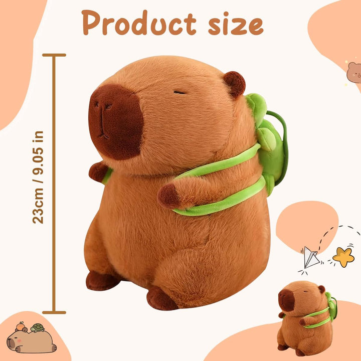 Meleager Capybara Kuscheltier, Plüschtier für Kinder, Capybara mit Schildkrötenrucksack, Stofftier G
