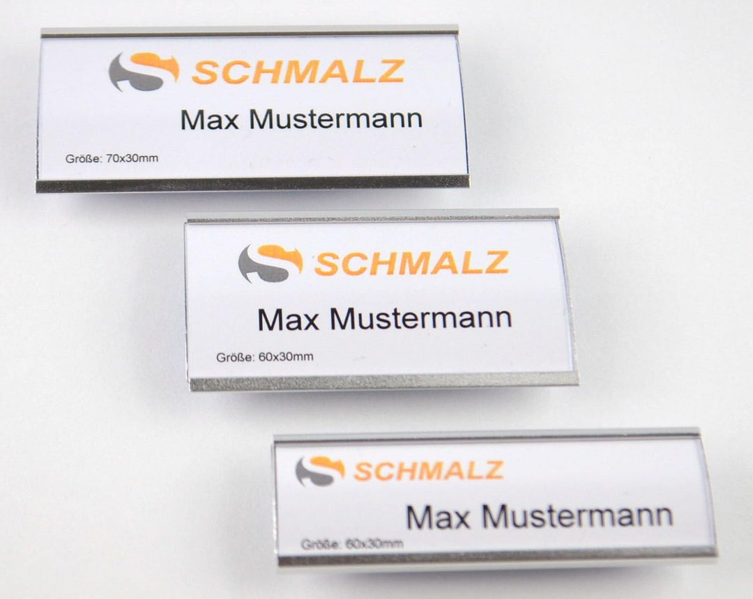10 Stück Aluminium Namensschilder mit Magnet Komplettset, Silber Leichtemtall, mit extra starkem 3-f