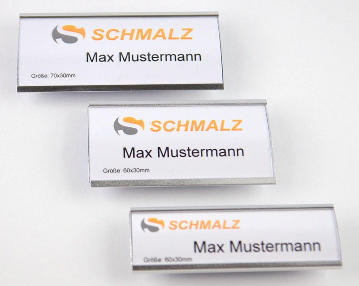 10 Stück Aluminium Namensschilder mit Magnet Komplettset, Silber Leichtemtall, mit extra starkem 3-f