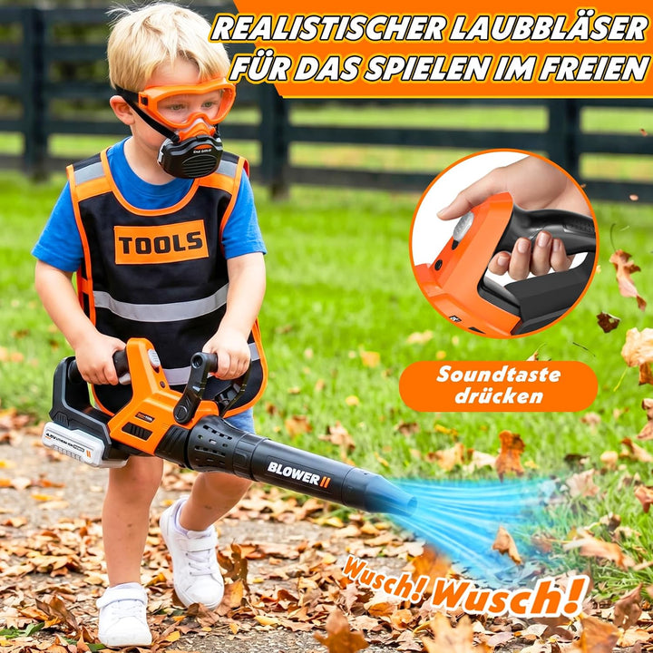 10 in 1 Gartenwerkzeug Kinder, Garten Outdoor Spielzeug ab 3 Jahre, Kinder Rasenmäher, Laubbläser &amp;