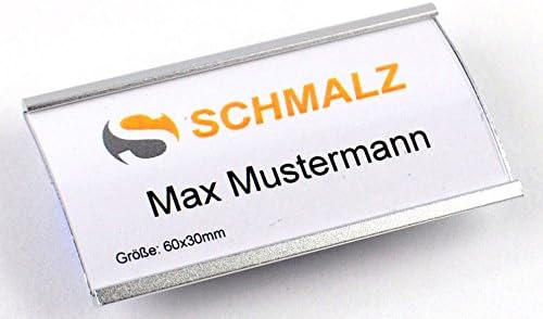 10 Stück Aluminium Namensschilder mit Magnet Komplettset, Silber Leichtemtall, mit extra starkem 3-f