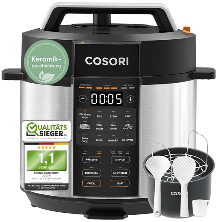 COSORI Schnellkochtopf, 9-in-1, Multikocher mit 14 Funktionen, 5,7 L Pressure Cooker, Reiskocher, Da