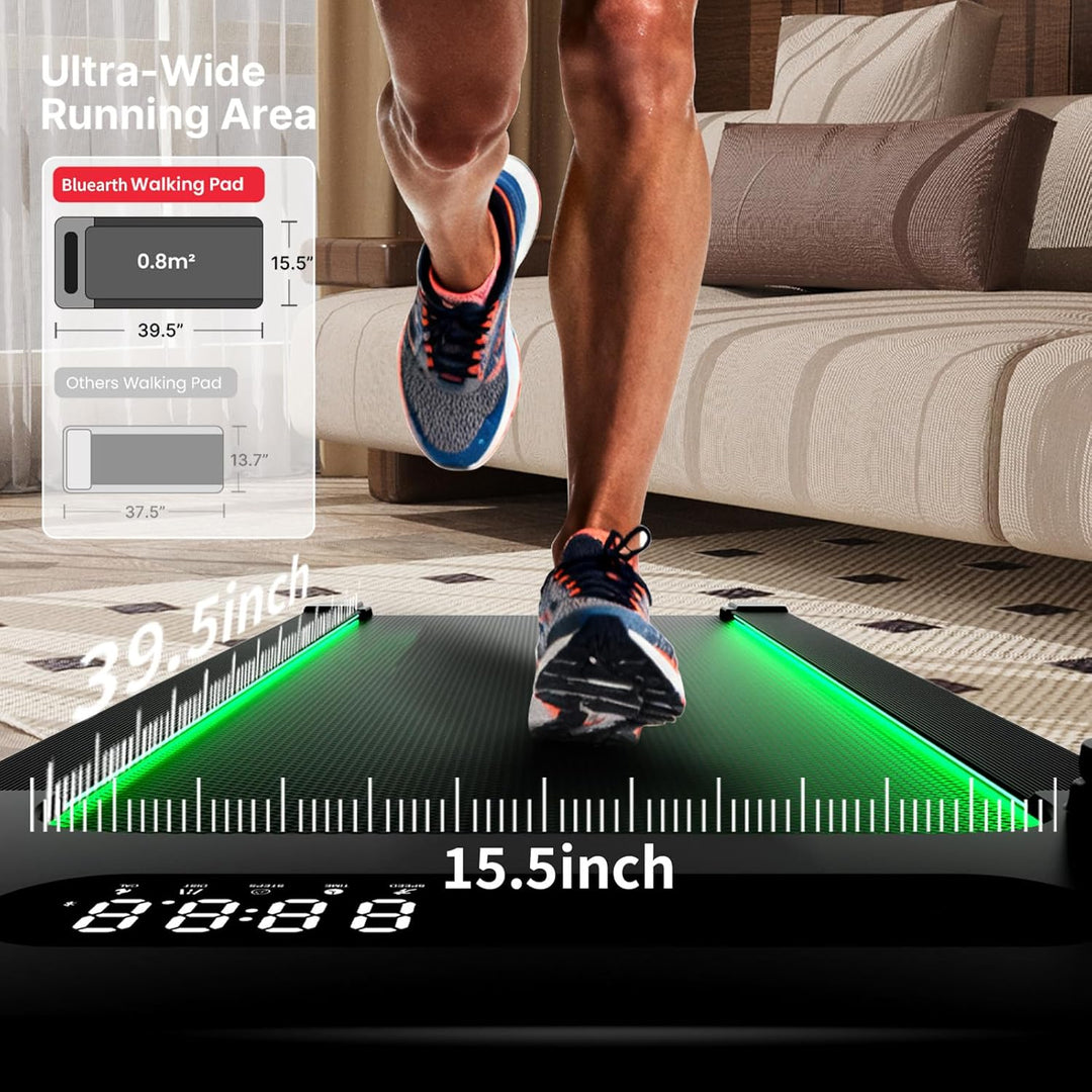 Bluearth Walking Pad mit 10% Automatische Steigung, Laufband Schreibtisch für Zuhause und Büro, Smar