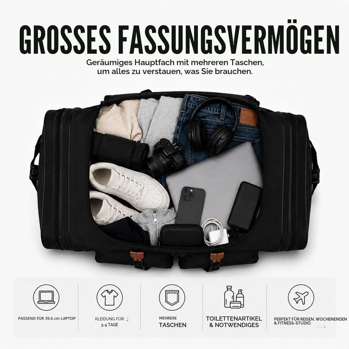 Foolsgold Extra grosse 120L Reisetasche Holdall Tasche Schwarz, Schwarz