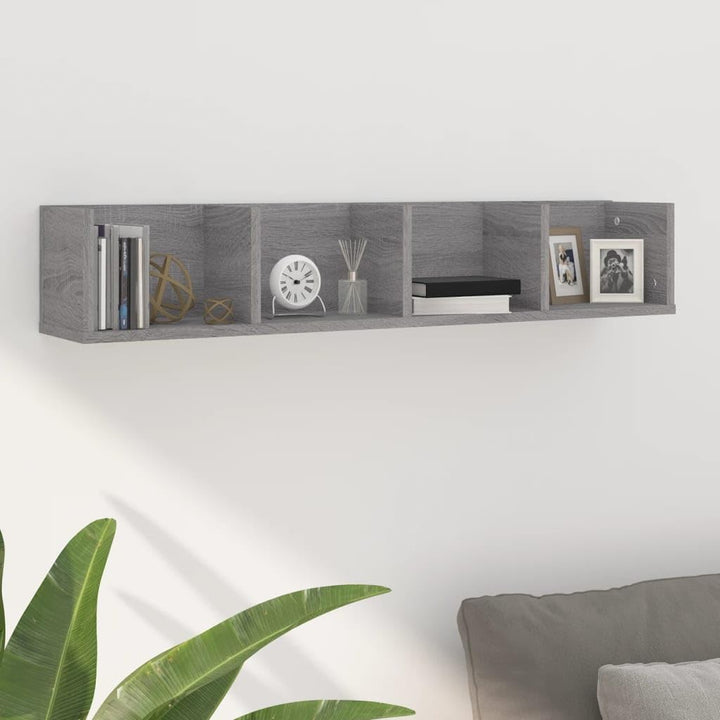 vidaXL CD-Wandregal Grau Sonoma 100x18x18 cm Holzwerkstoff, Grau Sonoma