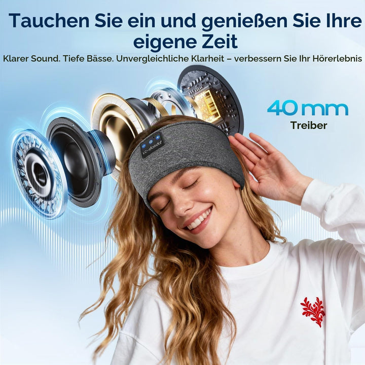 LC-dolida Schlafkopfhörer Bluetooth Stirnband Kopfhörer Bluetooth V5.4 Band Kopfhörer zum Schlafen,S