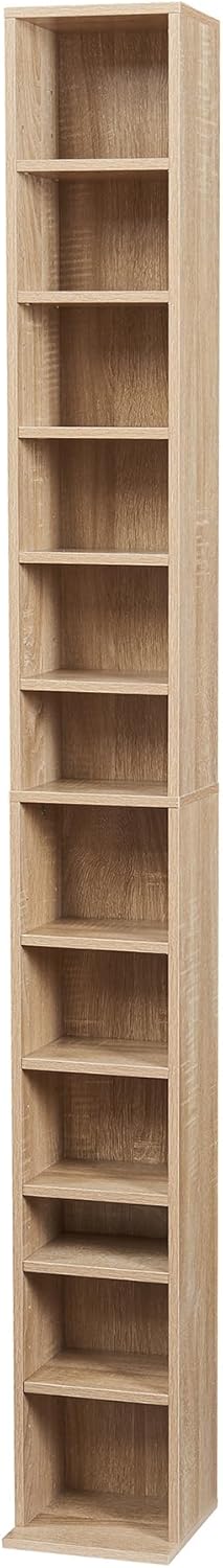 [en.casa] CD Regal Tynset DVD Regal mit 12 Ablagefächern CD Aufbewahrung 175 x 20 x 20 cm Standregal
