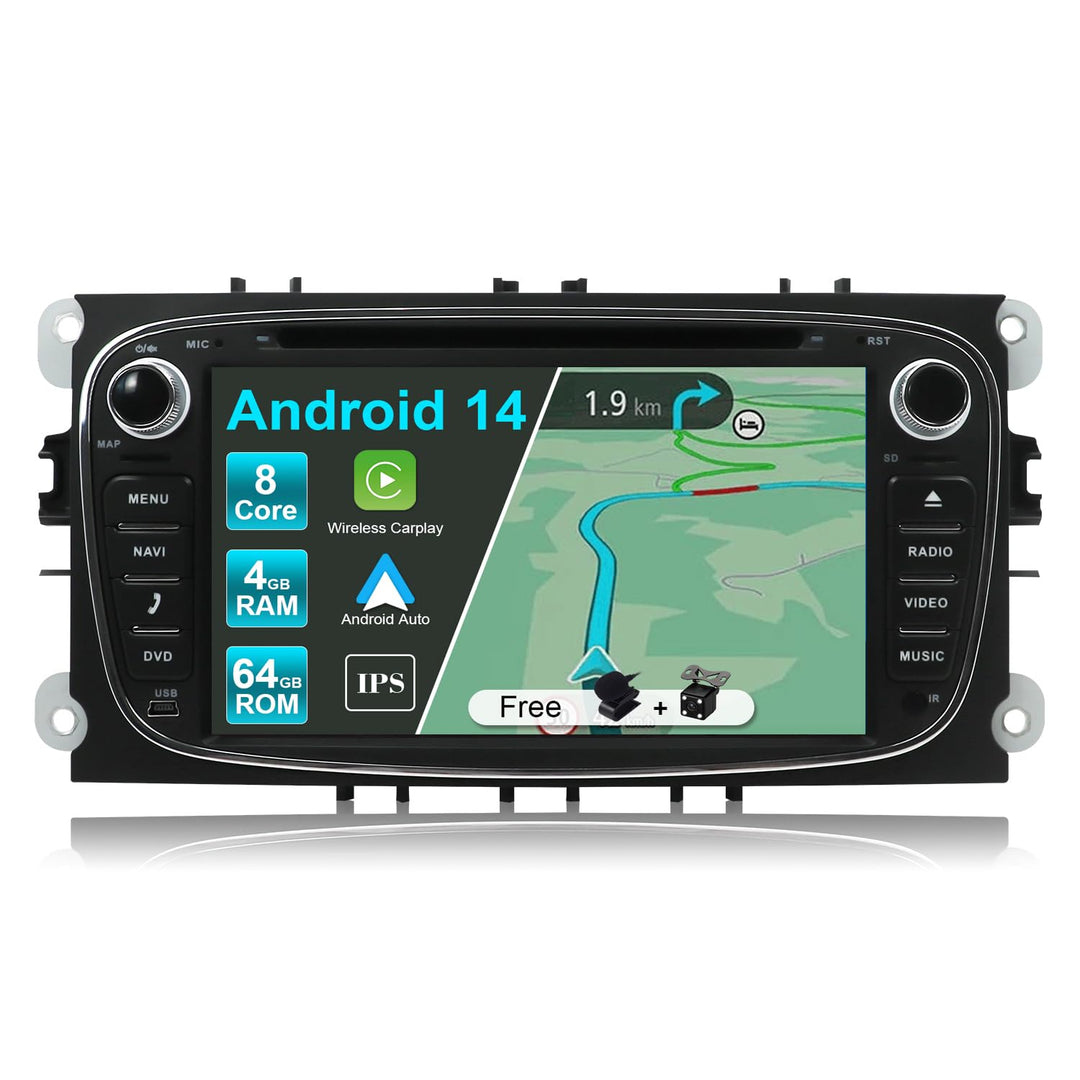 JOYX Android 12 IPS Autoradio Passt für Ford Focus/Mondeo/S-Max/C-Max/Galaxy - 4G+64G - Eingebaut DS