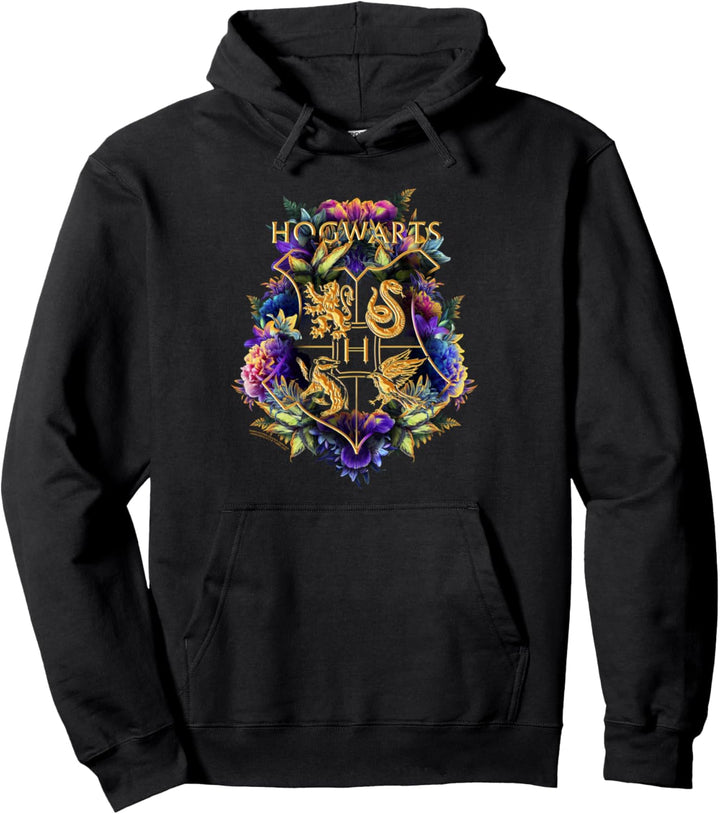 Harry Potter Hogwarts Multi-Colored Floral Crest, V-Ausschnitt, Pullover Hoodie, Langarm