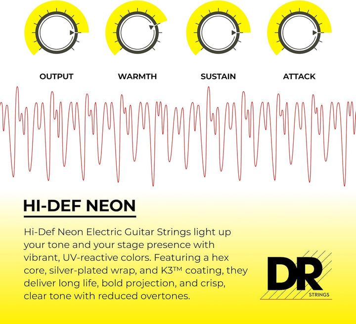 DR Strings Hi-Def Neon Red Electric Heavy 11-50 rot, 11-50 rot