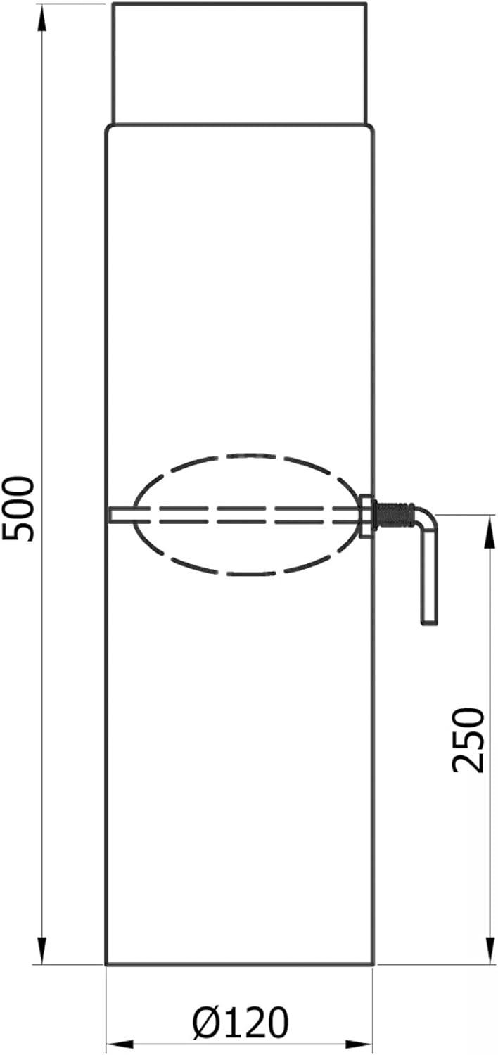raik Rauchrohr Ofenrohr mit Zugregulierung 120 mm Durchmesser Schwarz 500 mm Länge aus Stahlblech 2