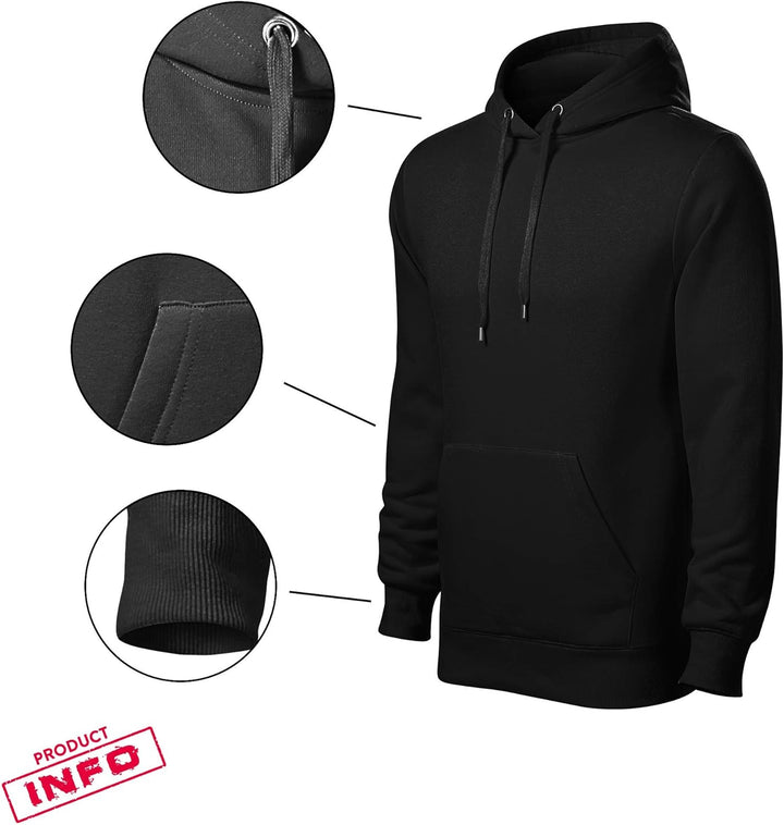 OwnDesigner Jabadabadu Langarmshirt Men Pullover Herren Hoodie mit Kapuze (Cape 447 L Schwarz)