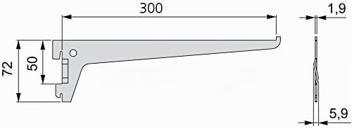 Emuca Regalträger für Holz-/Glasregal, für Profil mit Durchlass 50 mm, 300 mm, Stahl, Weiss, 20 Stüc