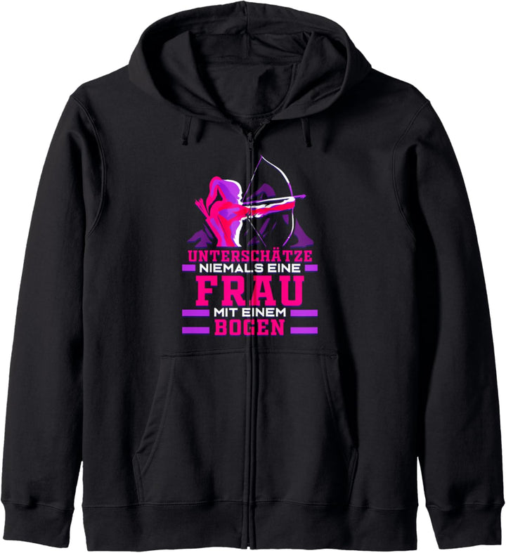 Bogenschiessen Geschenk Bogenschützin Frau Pfeil und Bogen Kapuzenjacke