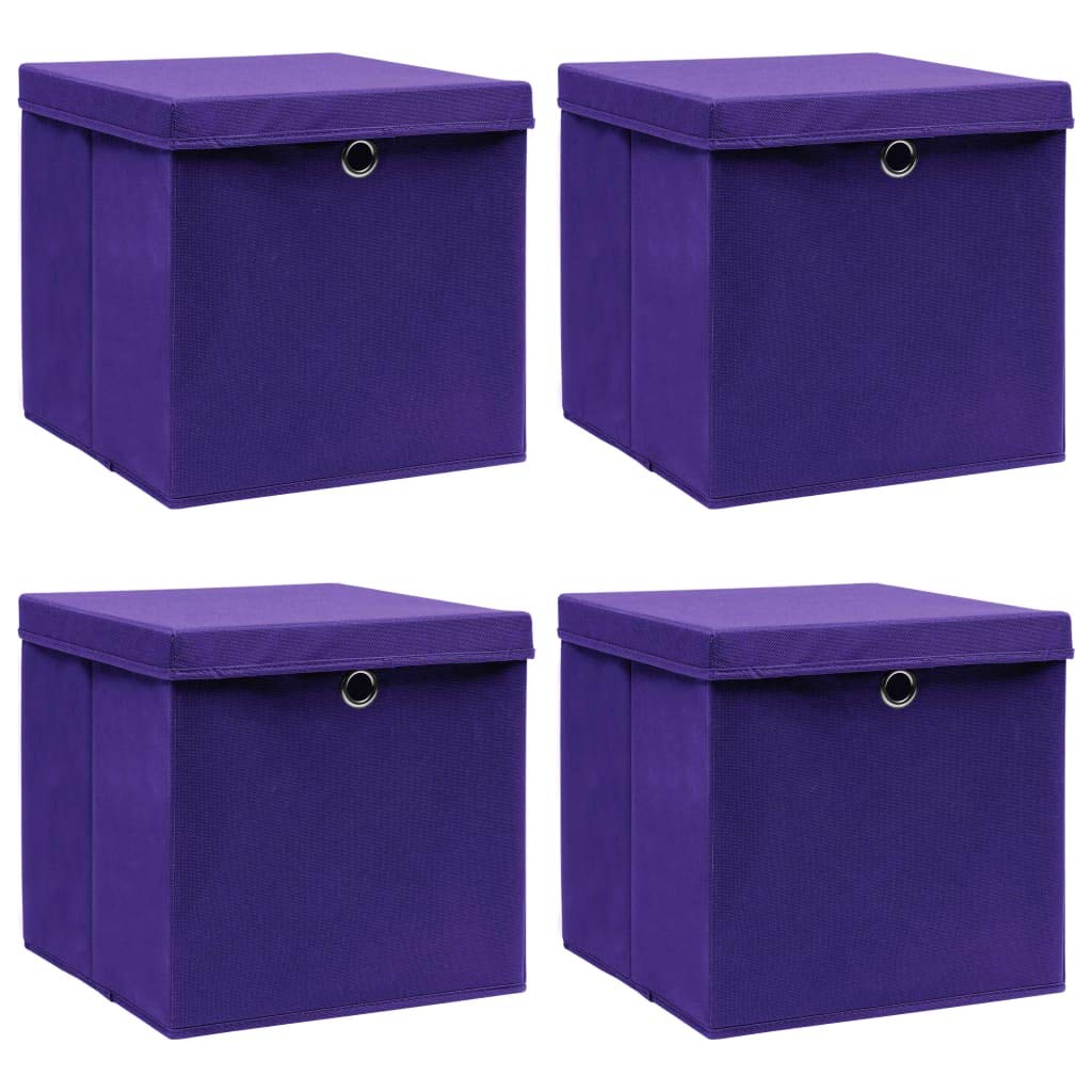 WIFESE 4 Stück Aufbewahrungsbox Mit Deckel 32X32X32 cm Faltbox Mit Fingerloch Storage Boxes Faltbare