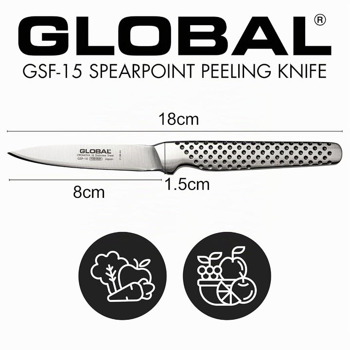 Global - Peeling Knife Spearpoint 8cm (GSF-15)
