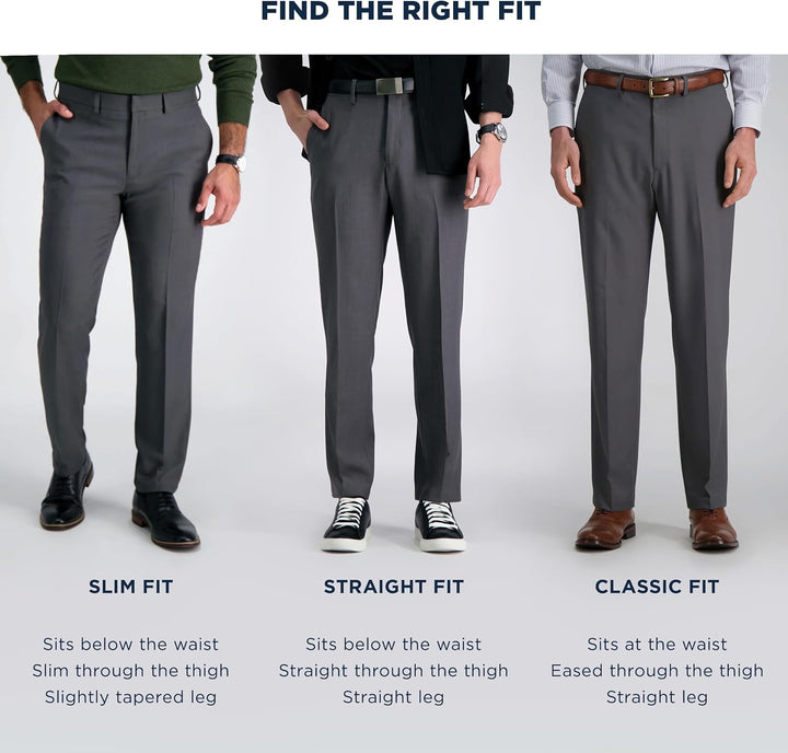Haggar Herren Klassische Hose ECLO Repreve Stria Flat Front Dress Pant 32W / 30L Med Grey, 32W / 30L