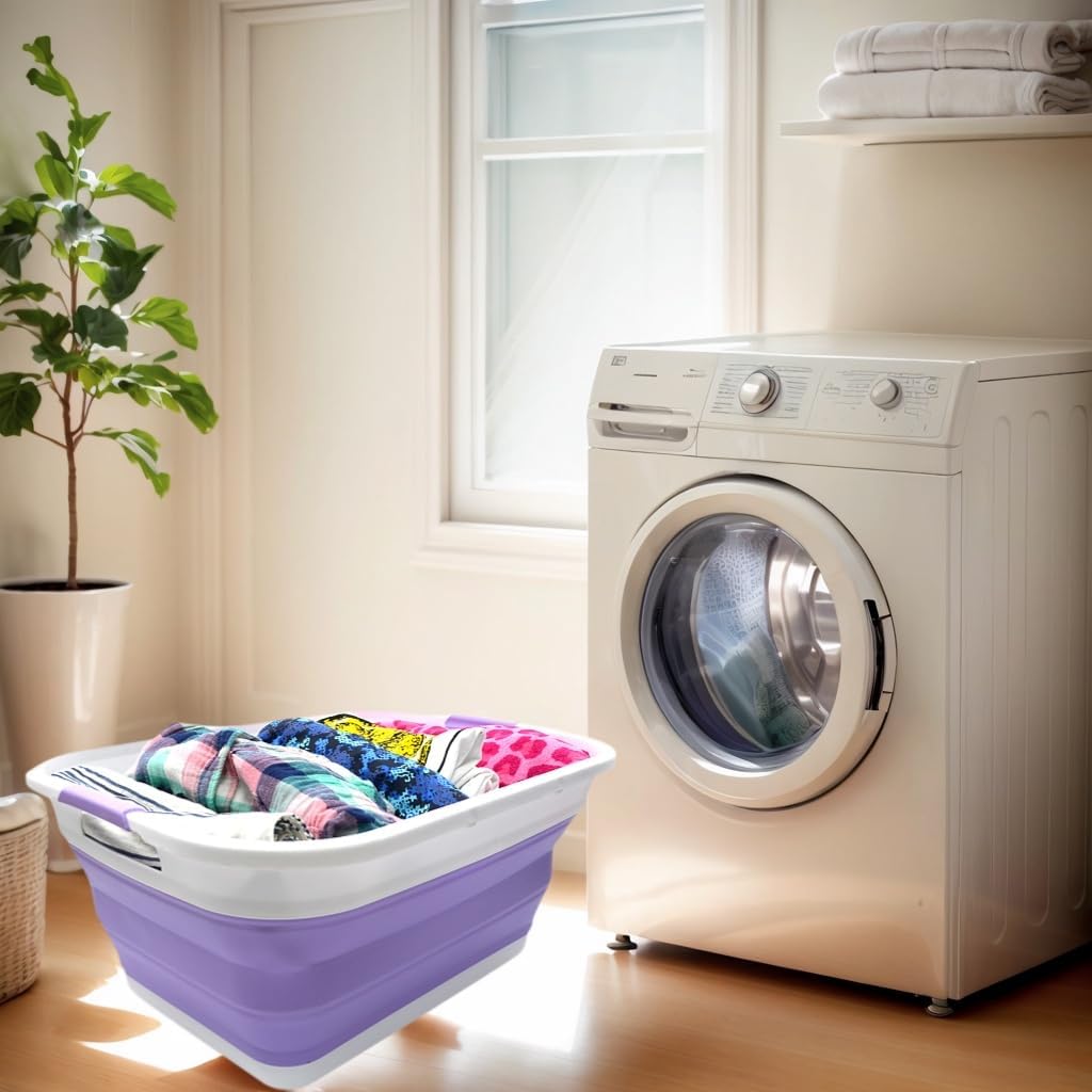 SAMMART 41L Collapsible Plastic Laundry Basket - Foldable Pop Up Storage Container/Organizer - Porta