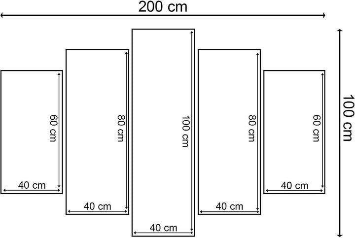 Feeby Frames, Leinwandbild Bilder Wand Bild - 5 Teile - Wandbilder Kunstdruck 200x100 cm, Typ A