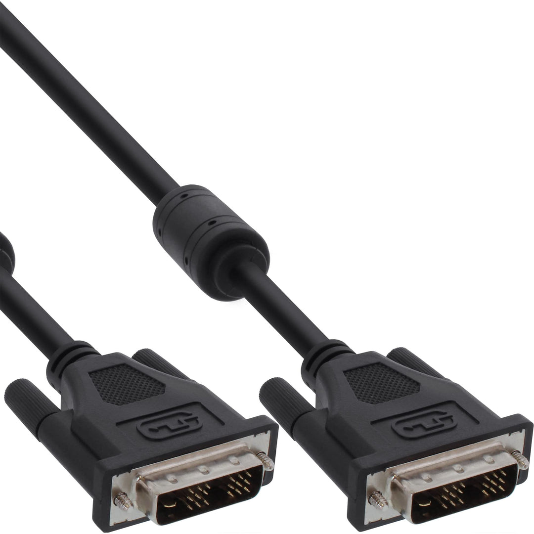 InLine 17764 DVI-D Kabel, digital 18+1 Stecker / Stecker, Single Link, 2 Ferrite, 3m Schwarz 3m, Sch