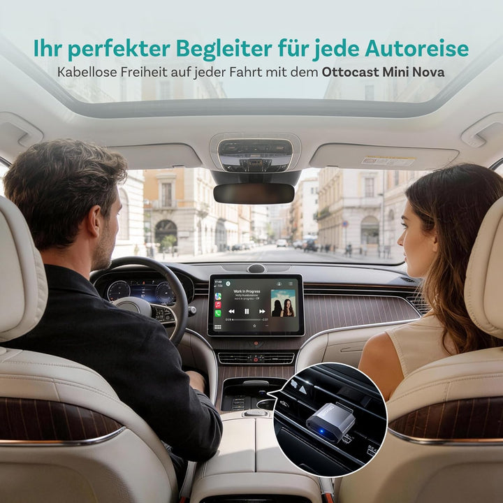 OTTOCAST Mini Nova, 2026 Verbesserter 2-in-1 Wireless CarPlay Android Auto Adapter für iOS- und Andr