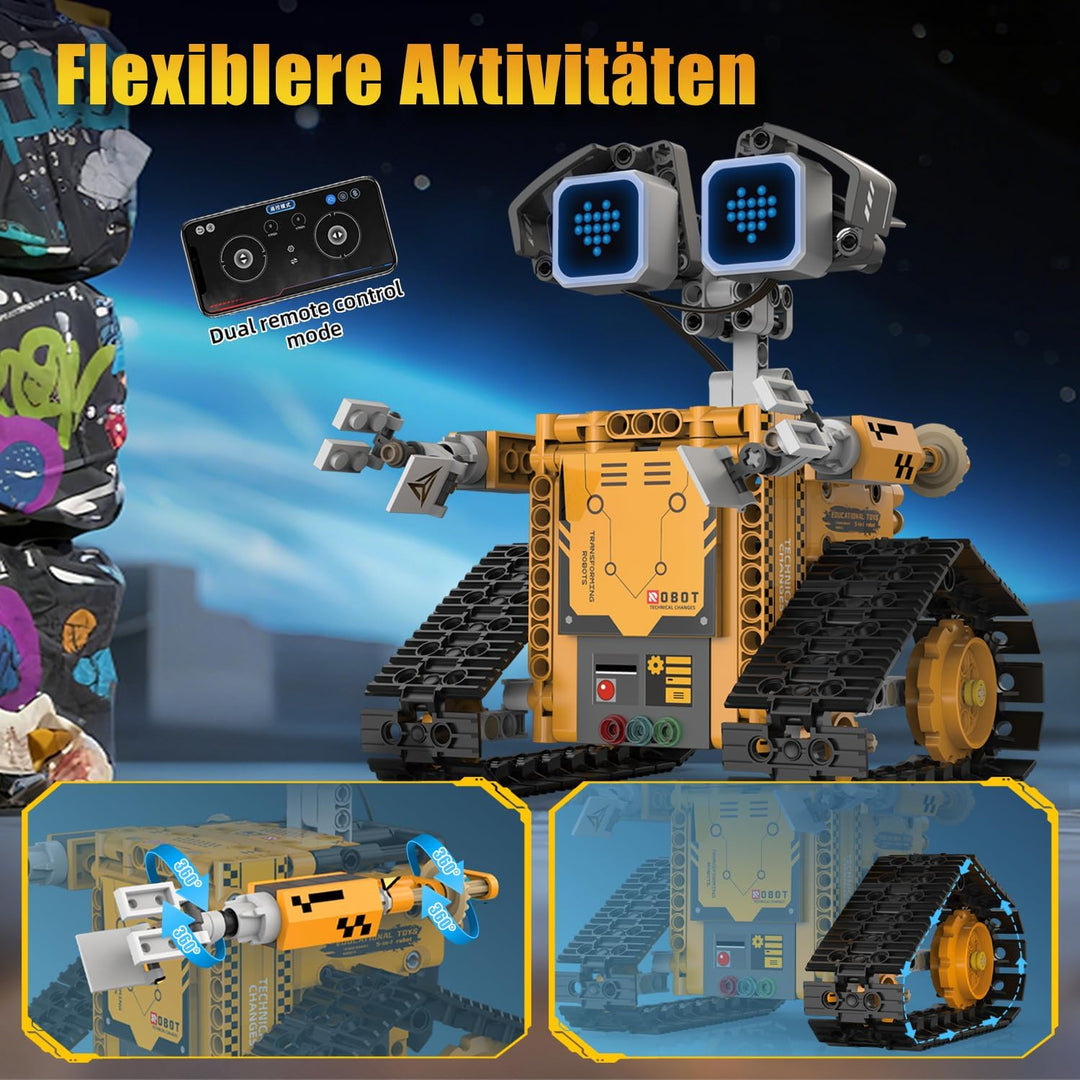 Technik Roboter Bauspielzeug für Kinder, 5 in 1 robots mit App &amp; ferngesteuert Technic Wall robotik