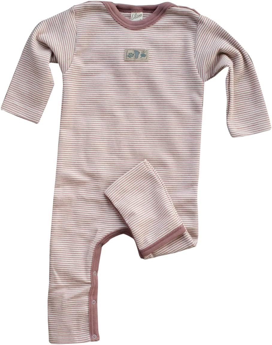 Lilano, Schlafstrampler Schlafsack Mit Arm, 100% Wollfrottee Flausch (kbT) Mauve/Natur 50-56, Mauve/
