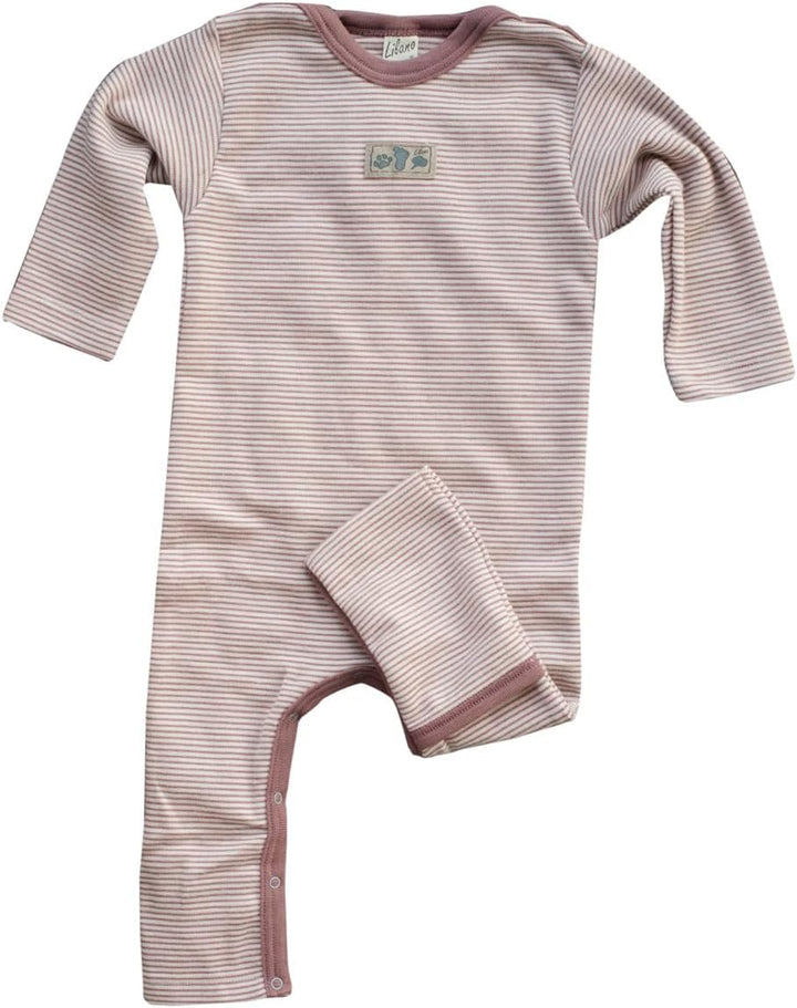 Lilano, Schlafstrampler Schlafsack Mit Arm, 100% Wollfrottee Flausch (kbT) Mauve/Natur 50-56, Mauve/