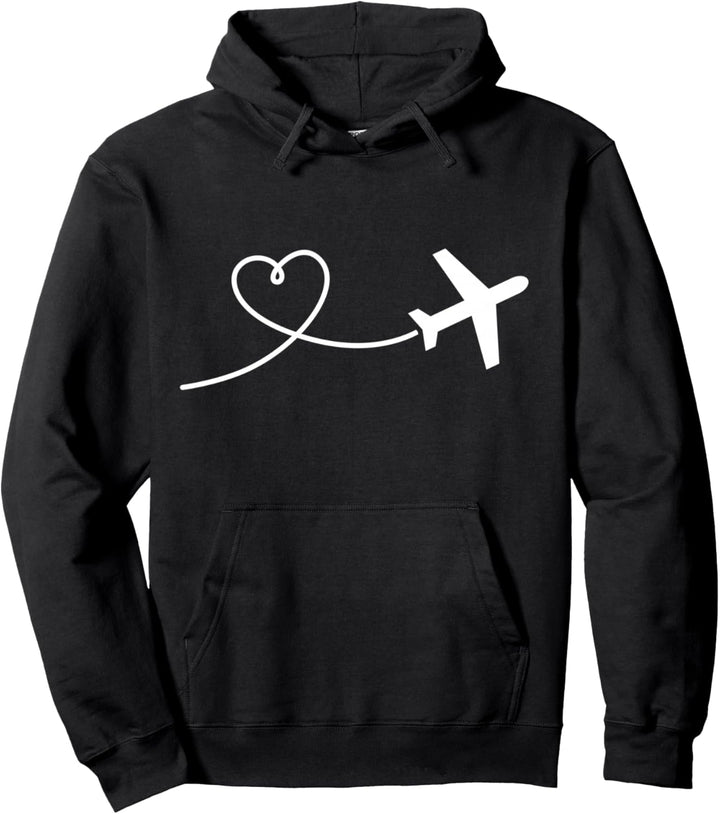 Flugzeug Herz Pullover Hoodie