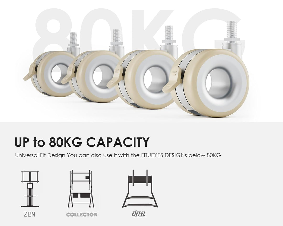 FITUEYES DESIGN Rollen 4er Set mit Bremse, M8 Gewinde, bis 80 kg belastbar, 360° Lenkrollen für Möbe