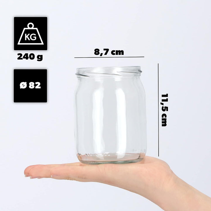 KADAX Einmachgläser 540ml TO82, Sturzgläser Mason Jar mit Schraubdeckel, Luftdichte Twist-off Gläser