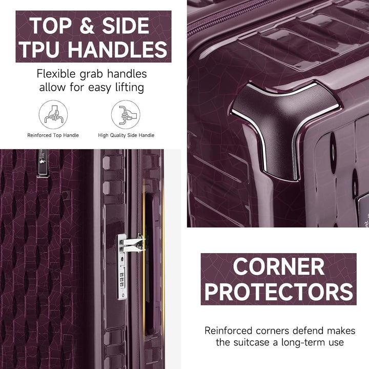 Sea choice Handgepäck Koffer Set 2 Teilig Hartschalen Trolley mit Kosmetiktasche Eckenschutz ABS+PC