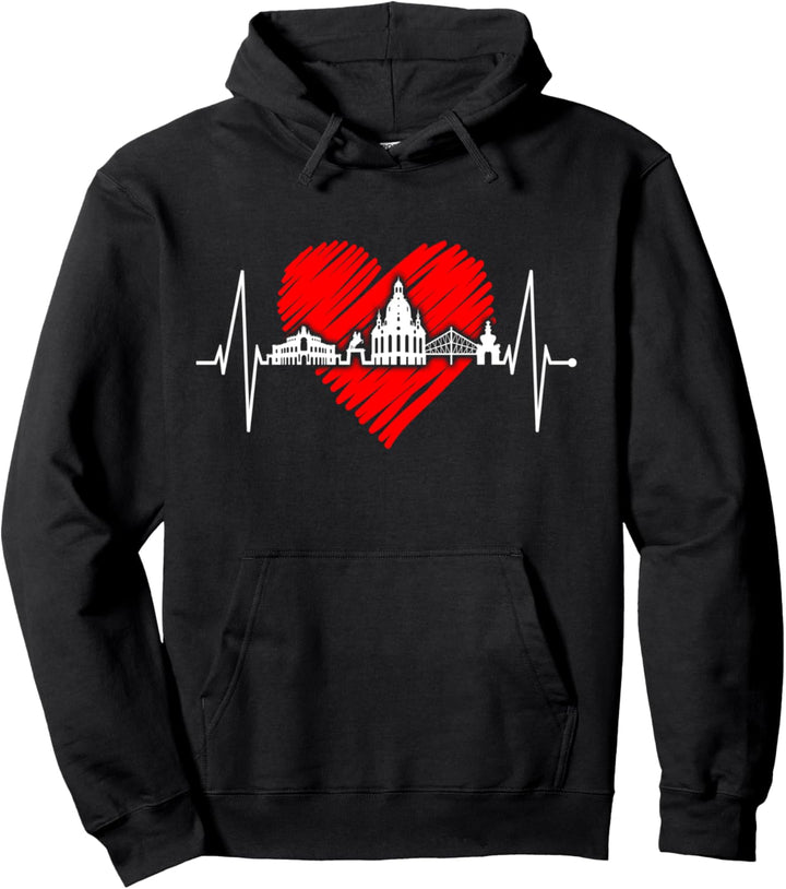 Dresden Skyline Herzschlag Dresdener Herz Ich Liebe Dresden Pullover Hoodie