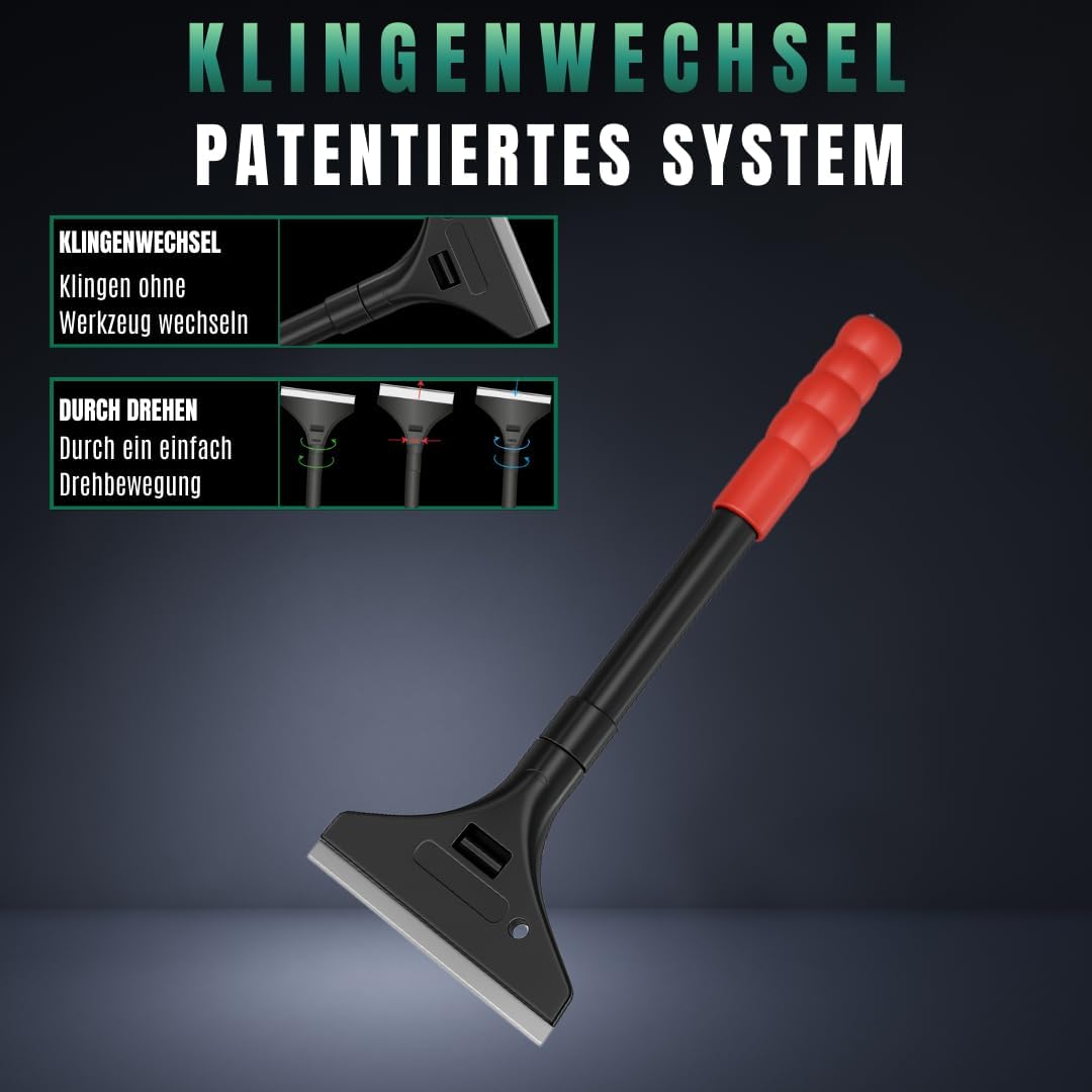 Green Home - Farbschaber PREMIUM 30 cm Tapetenschaber [Schnellwechselvorrichtung] - 100 mm inkl. 5 E