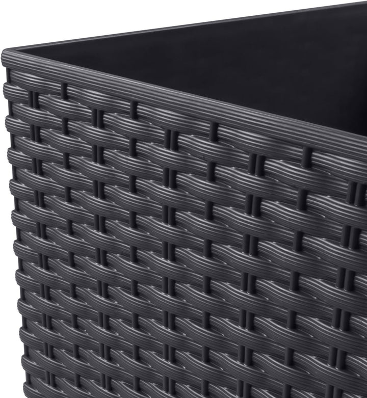 Pflanzgefäss L mit Innenverkleidung, Rattan, 75 cm hoch, anthrazit