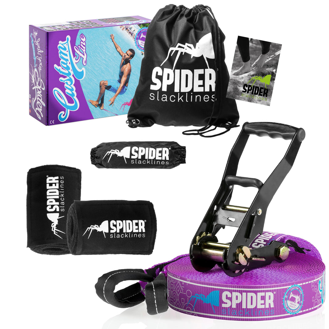 TKSA2 - Custom Slackline Kit erfahrene Slackliner und Anfänger - Komplettset aus 20m langem Gurtband