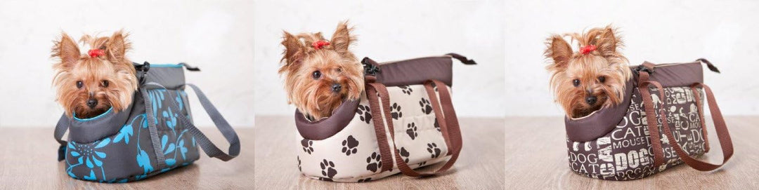HobbyDog - Transporttasche für Hunde und Katzen, 25x43cm, Grau mit Pfoten