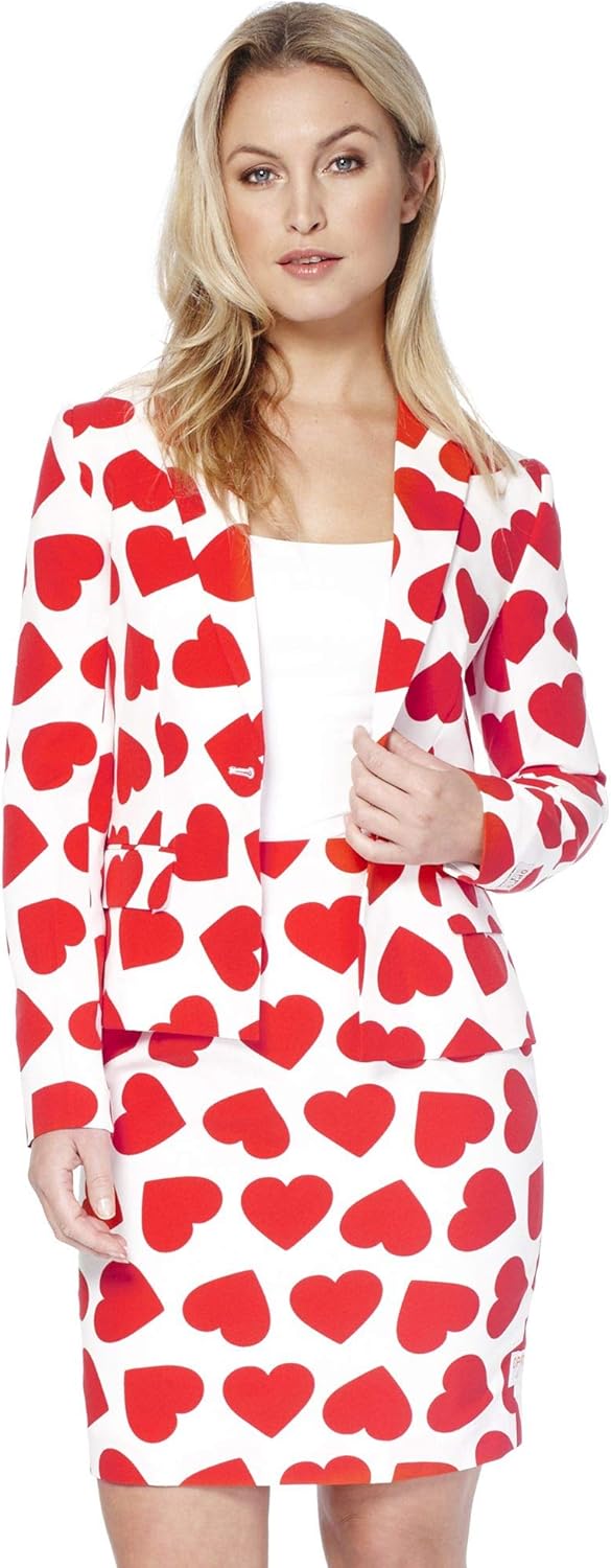 OppoSuits - Verrückter Anzug mit lustigen Prints für Damen - Komplettes Set: Jacke und Rock 36 Queen