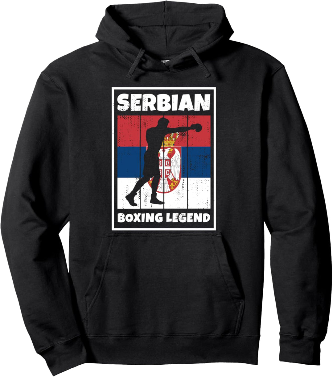 Serbian Boxing Legend mit Flagge als Serbischer Boxer Pullover Hoodie