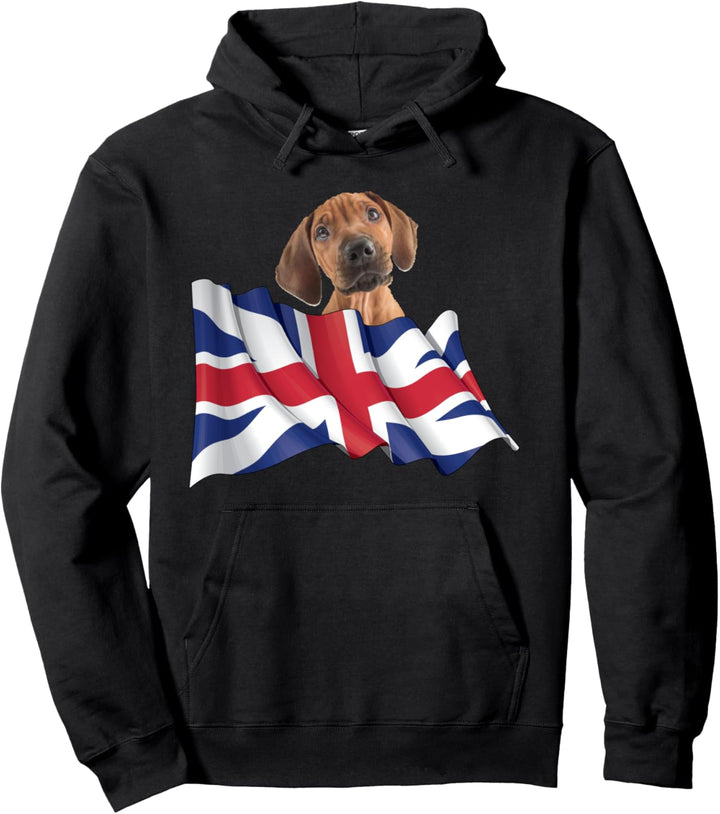 Union Jack Flag Dog Rhodesian Ridgeback Pullover Hoodie