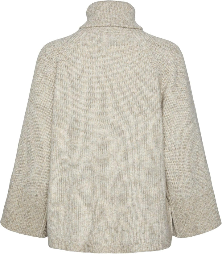 PIECES Damen Pcjade Ls High Neck Knit Cardigan Bc Strickjacke M White Pepper, M White Pepper