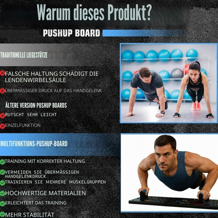 24 in 1 Liegestützbrett Set mit Griffen, Faltbare Push-Up Liegestütz Brett mit Handgriff für Muskelt